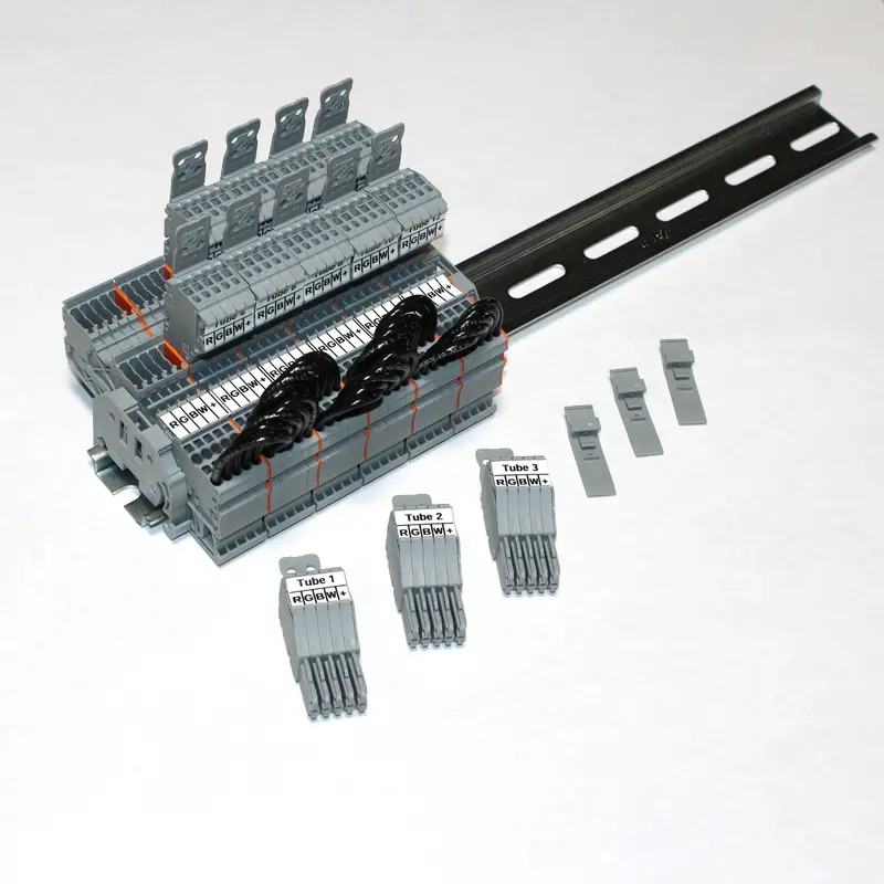 Din-Rail Rgbw Power Distribution Terminal Block Assembly 1