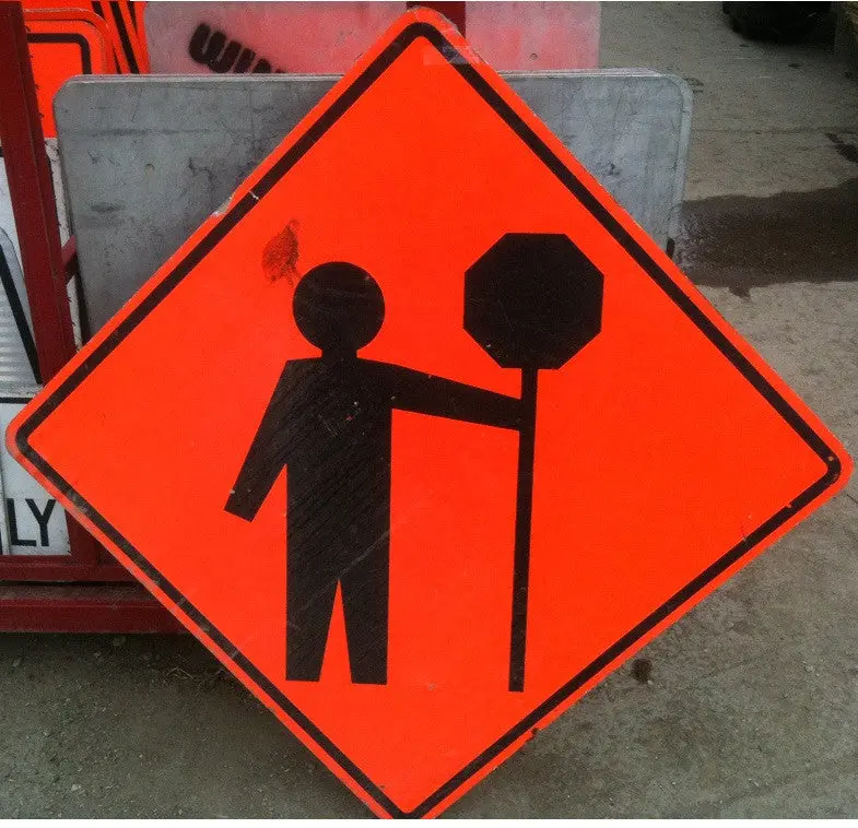 Flagger Ahead Sign – Advance Warning For Manual Traffic Control 1