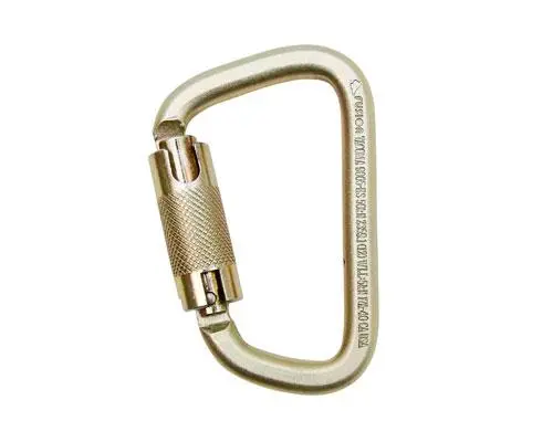 Fusion Tacoma Steel Modified D-Carabiner – 50 Kn Auto-Locking, Gold Anodized 1