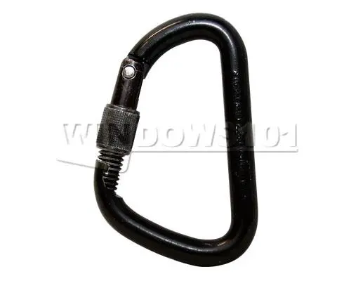 Stubai Modified D Carabiner – Black Steel, Screw-Lock, 34 Kn 1