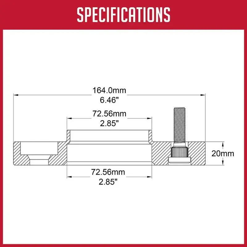 5X120 Bolt Pattern Wheel Spacer – 20Mm Thickness, 66.90Mm Center Bore, M14 Lug Threads 1